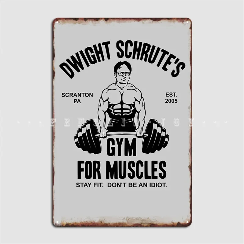 Dwight Schrute Gym For Muscles Metal Sign Retro Wall Decor Kitchen Club Home Tin Sign Posters