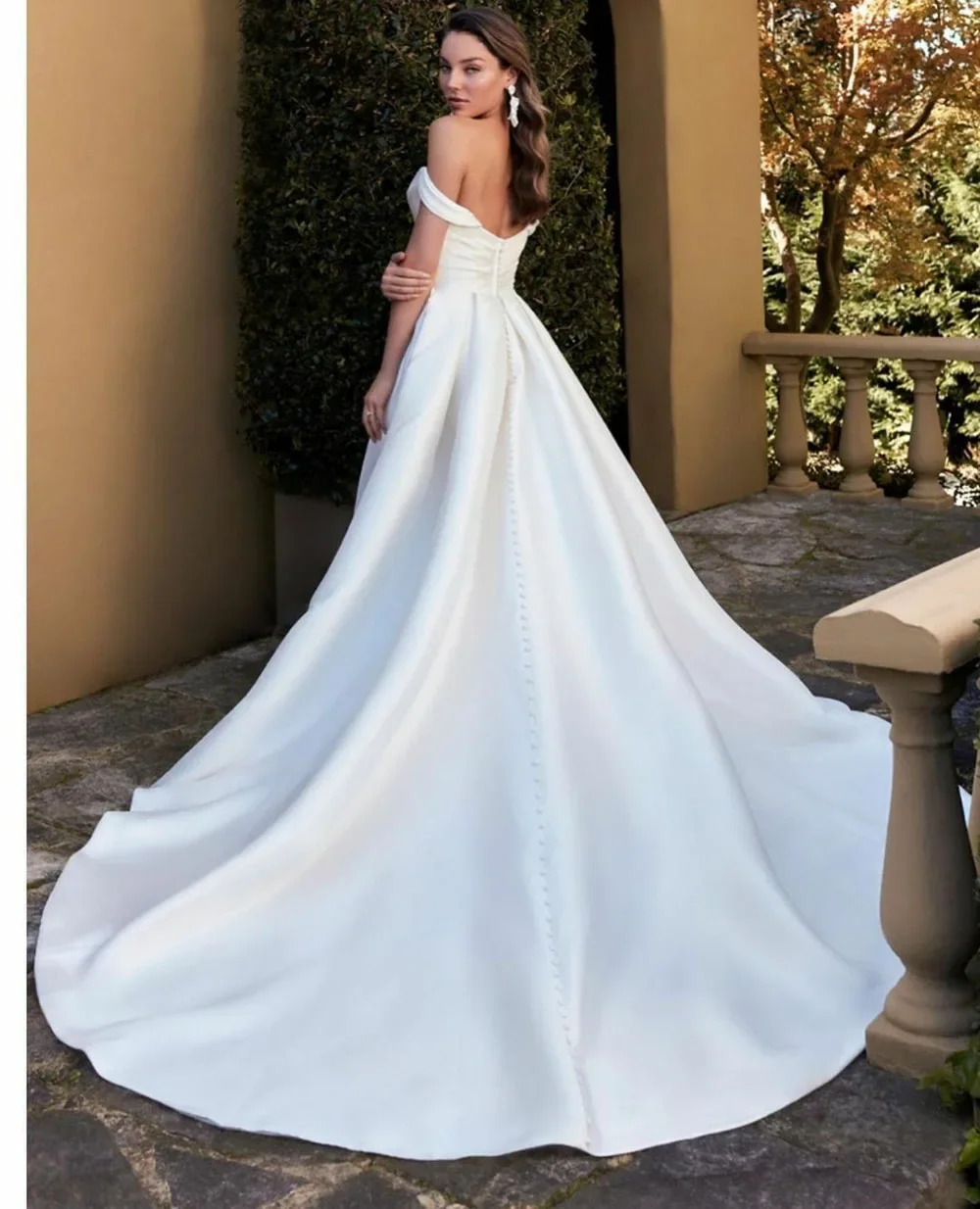 Flavinke Sexy Satin Off the Shoulder Wedding Dresses Side Split Sweetheart A-Line White/Ivory Bridal Gowns vestidos de novia