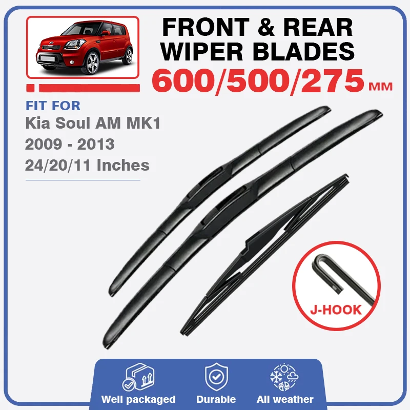 Front Rear Wiper Blades For Kia Soul AM MK1 2009 - 2013 Window Windscreen Windshield Rubber Car Accessories Back Delete Refills