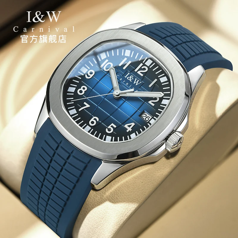 

Switzerland Carnival NH35 Automatic Movement Watch for Men Waterproof Silicone Mechanical Men‘s Watches Calendar Antique Clock