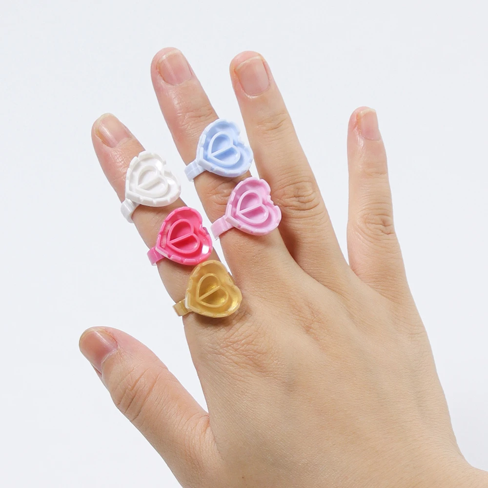 Annafris-まつげ用グルーリング,100個,粘着ホルダー,タトゥーインクカップ,まつげエクステ,化粧品