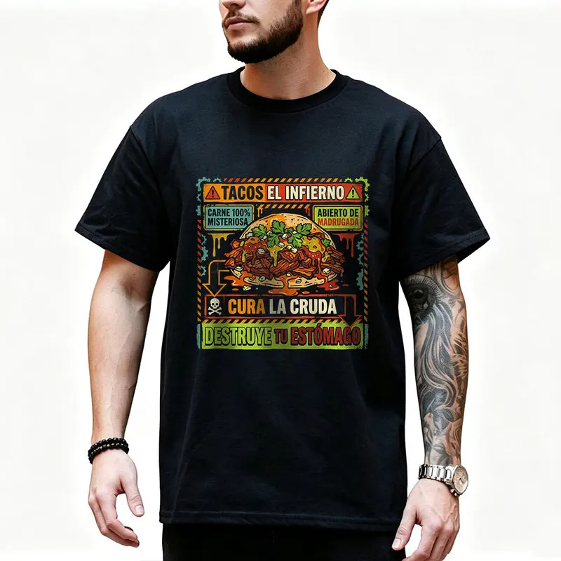 Pastor Taco Warning Mexican Street Food Graphic T Shirt 0912 Retro Dark Humor Mexican Culture Halloween Alternative Art Tee
