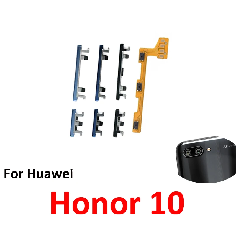 Phone Power Volume Button For Huawei Honor 10 New On Off Up Down External Key Internal Flex Cable Parts Black Green