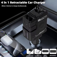 4 in 1 120W Fast Car Phone Charger Retractable Type-c Car Charger USB Car Charger for iPhone Android Galaxy Pixel TCL