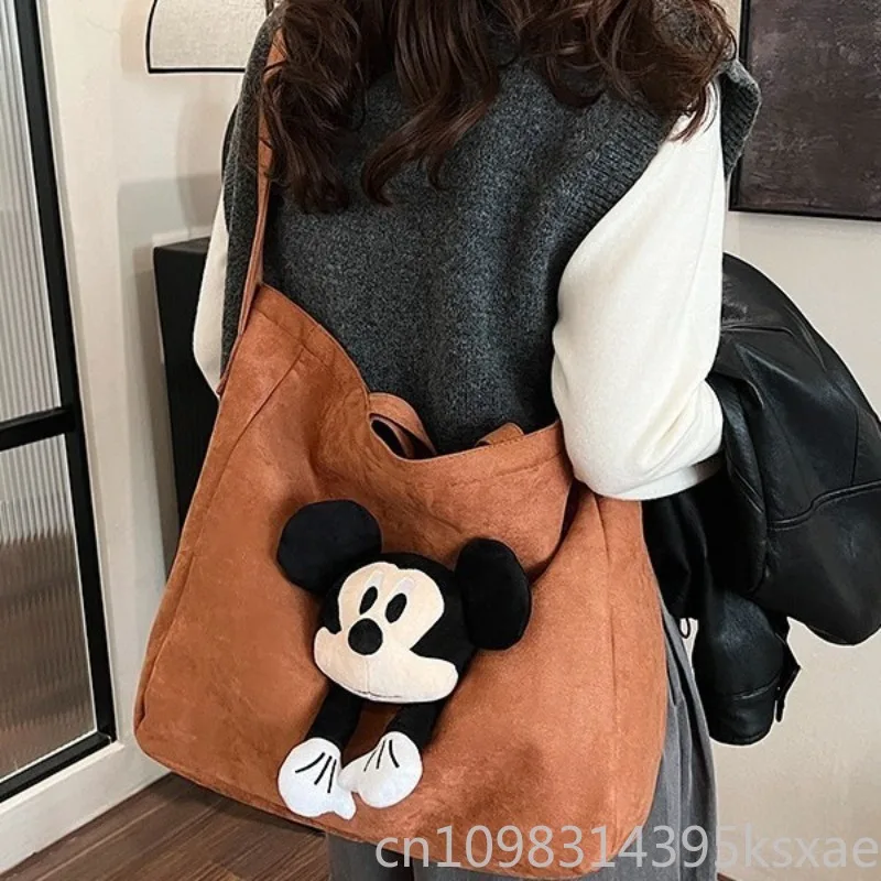 Design-Einkaufstasche mit Mickey-Print, großes Fassungsvermögen, Retro-Umhängetasche für den täglichen Weg zur Arbeit, Schule, Herbst und Winter, Damen