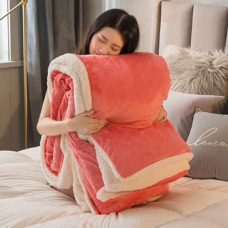 

Winter Warm Plush Duvet Cover Luxury Home Textiles Double Quilt Covers Dual-use Bedding Cover Queen Comforter Cover Soft Blanket