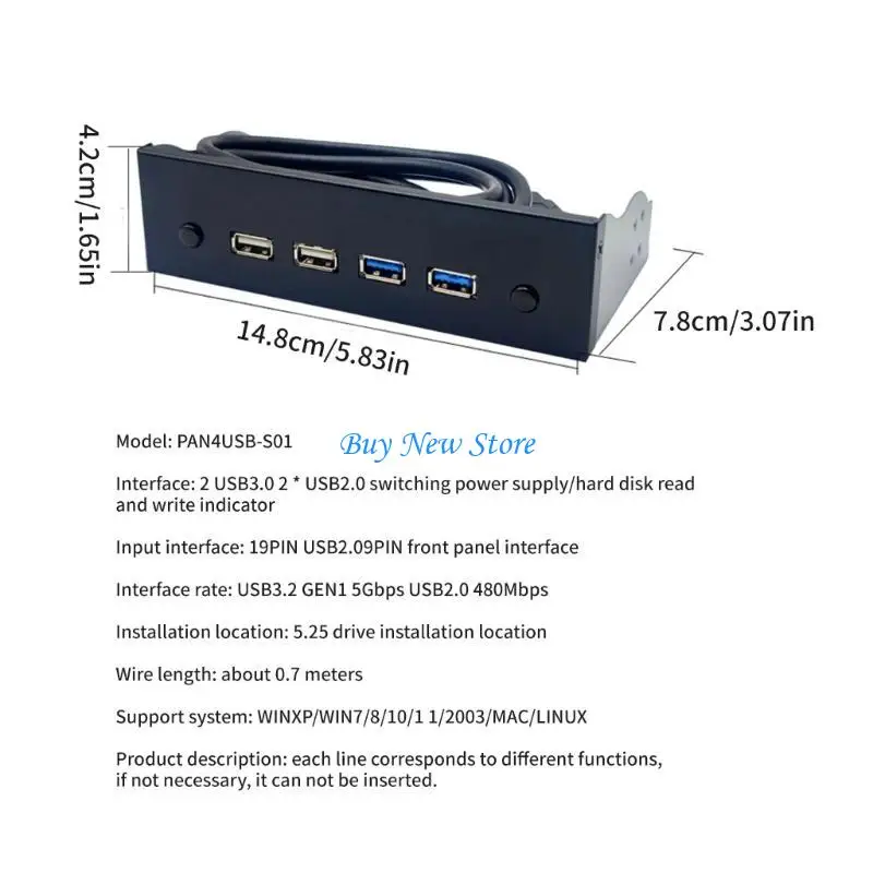 20ce USB C Hub Floppy Drive передняя панель 2 порт USB + 2 Port USB 2.019 Cin Conctor для 5,25 "CD-Rom Bay Desktop