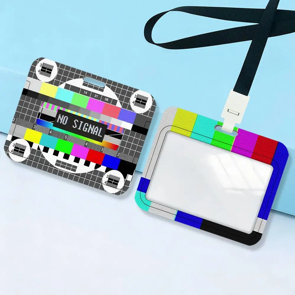 Vintage TV No Signal In 80s Card Holder Transportation Work Permit Cards ID Student Meal Cardcase