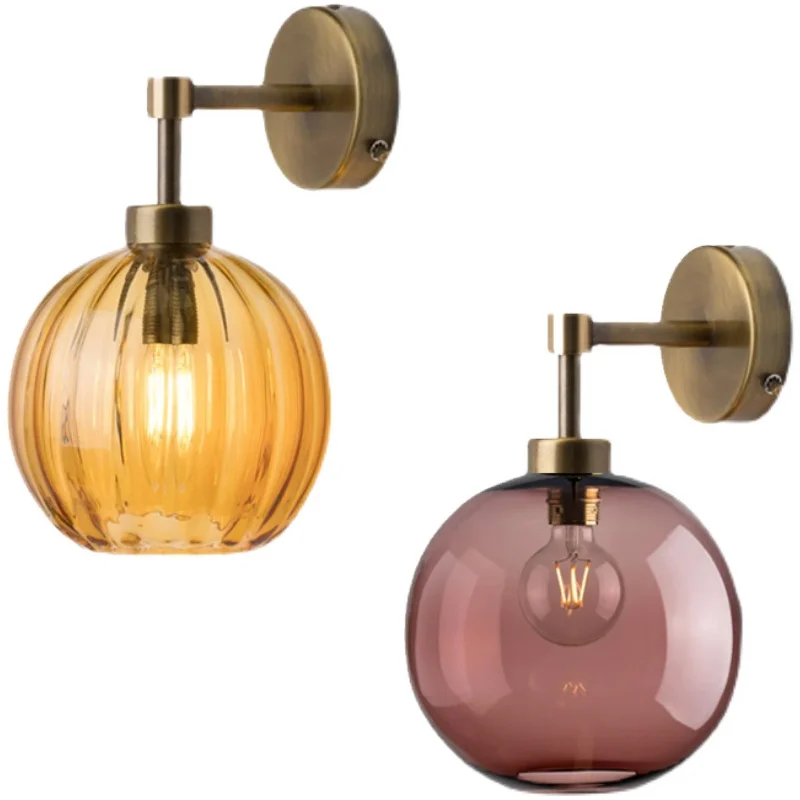 LED Simples Sala de estar Corredor Vitral Lâmpada de parede Nordic Quarto Lâmpada de parede de cabeceira