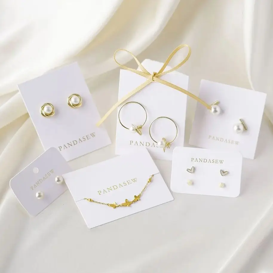 

Custom Golden Earring Holder Cards with Logo jewelry packaging Necklace Card Tags Earring Jewelry Cards Personalised Ring Cards