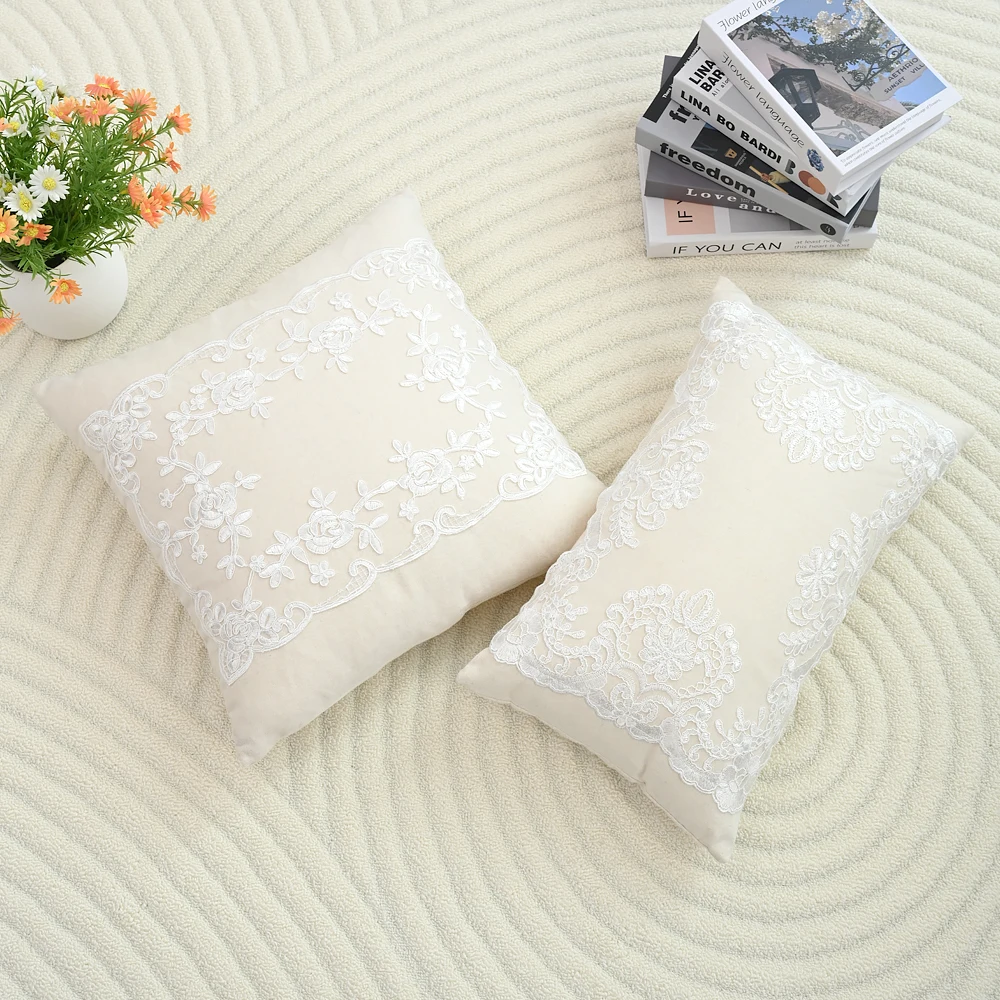BUYNOW 1PC Solid Lace Pillowcase French Luxurious Palace Style Living Room Sofa Cushion Cover Home Badroom Decor Cojines Para