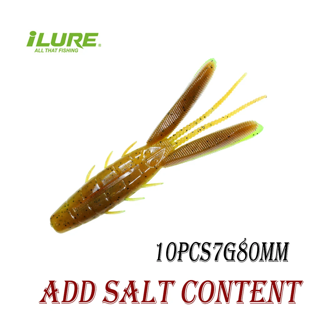 

ILURE 10Pcs Fishing Lure Artificial Silicone Soft Bait Fishy Smell worm Lobster Lures 80mm 7g Sea Fishing Carp Bass Troud Pesca