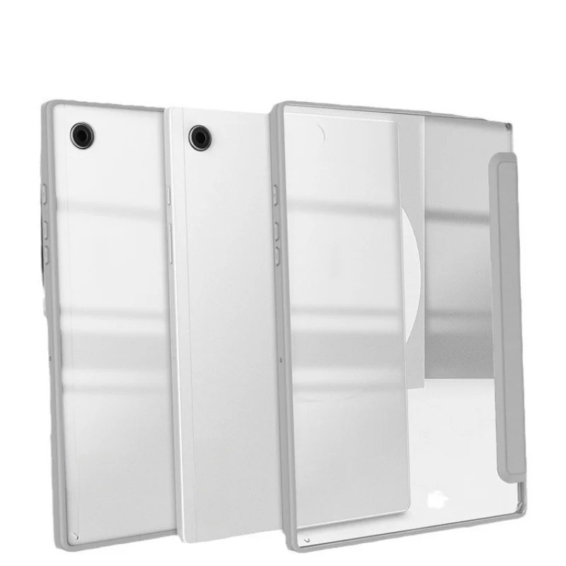 For Galaxy Tab A9 Plus Tablet Protective Case Acrylic Transparent Tri-Fold Flip Leather cover Lightweight