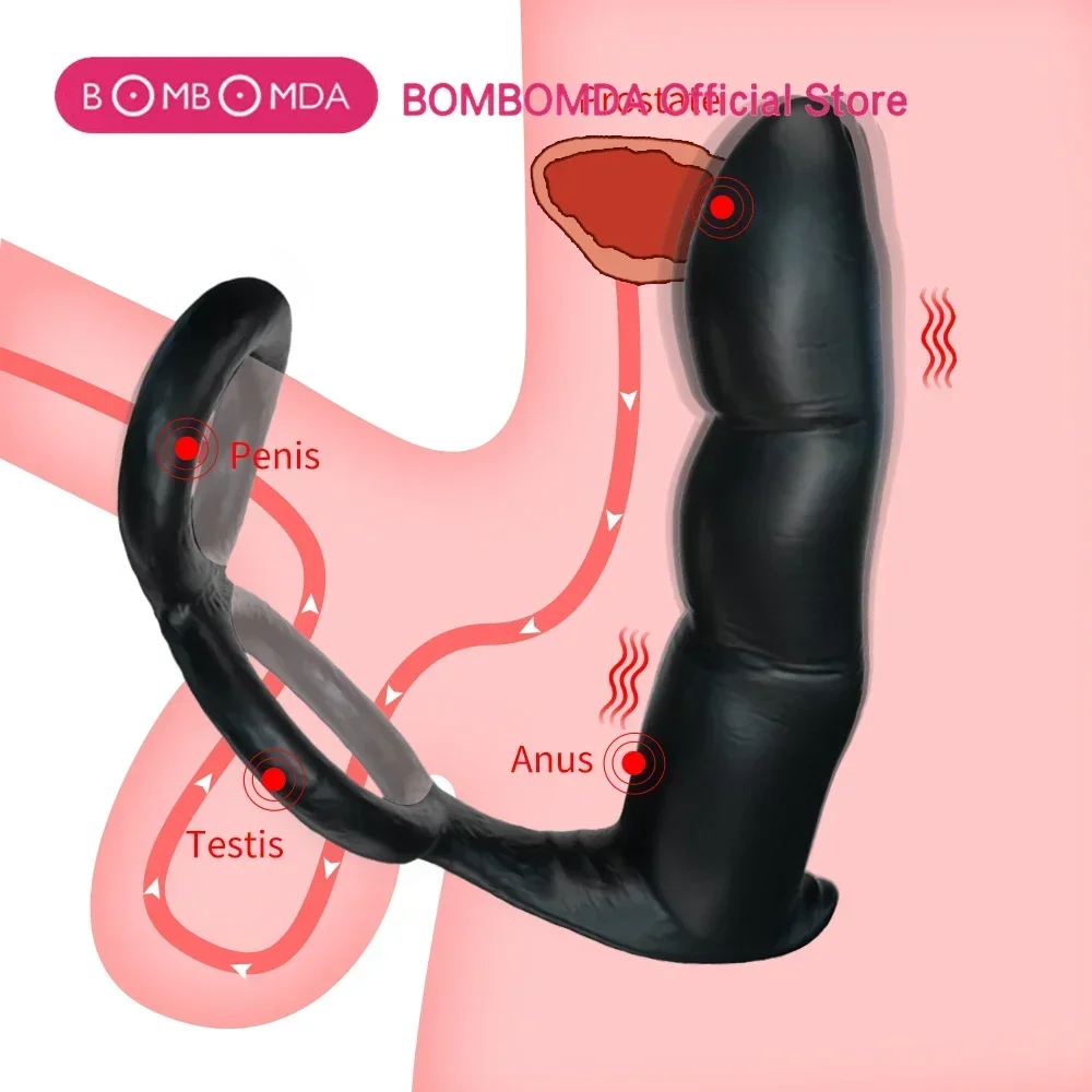 Dildo Anal Vibratoren männliche Prostata-Massage gerät Verzögerung Ejakulation Penis Ring Butt Plug mit Kugel Sexspielzeug für Männer Homosexuell Mastur bator