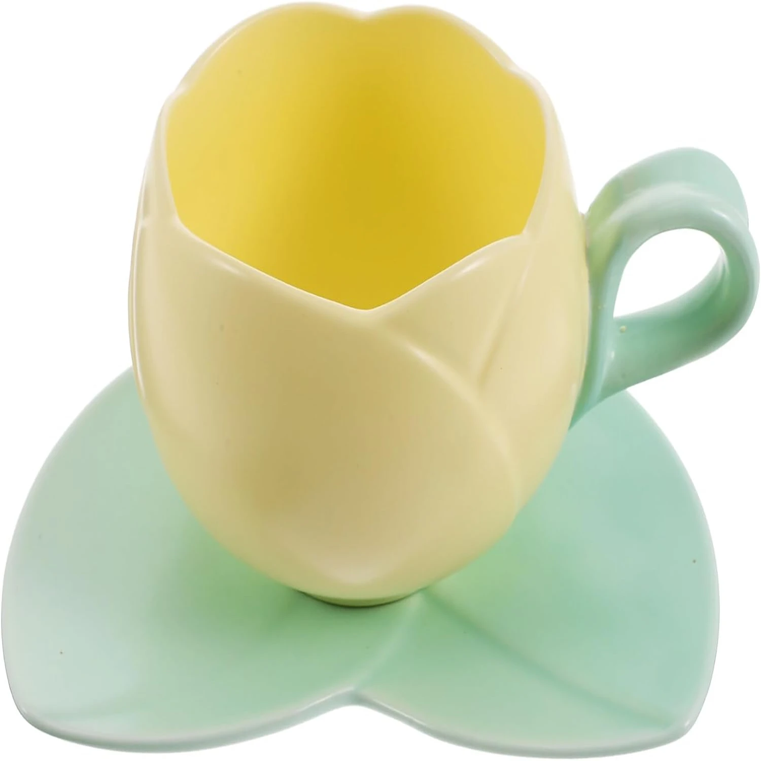 

Tulip-Shaped Ceramic Coffee Mug & Saucer Set - Ideal Gift for Coffee Lovers, Espresso Cup for Latte, Tea, Milk - Creative Flower
