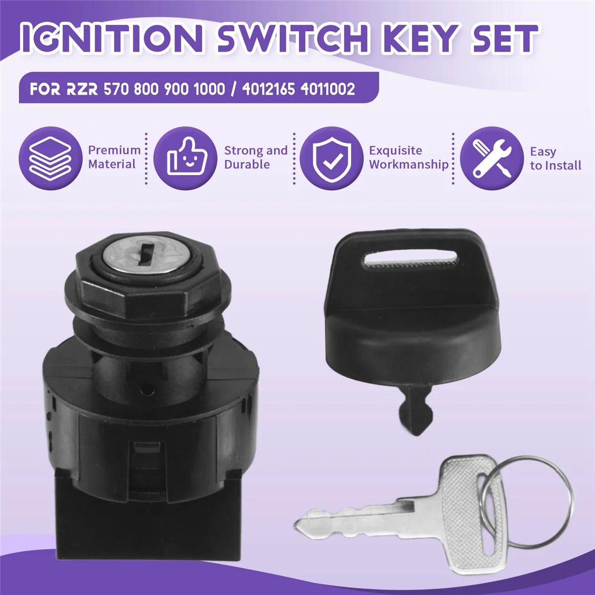 

Durable Ignition Switch Lock Keys Set for Polaris RZR 570 6 PIN 4 Position