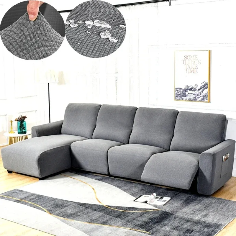 1/2/3 Seater Waterproof Elastic Recliner Sofa Cover Stretch Chair Covers Removable Couch Armchair Slipcovers Home Decor