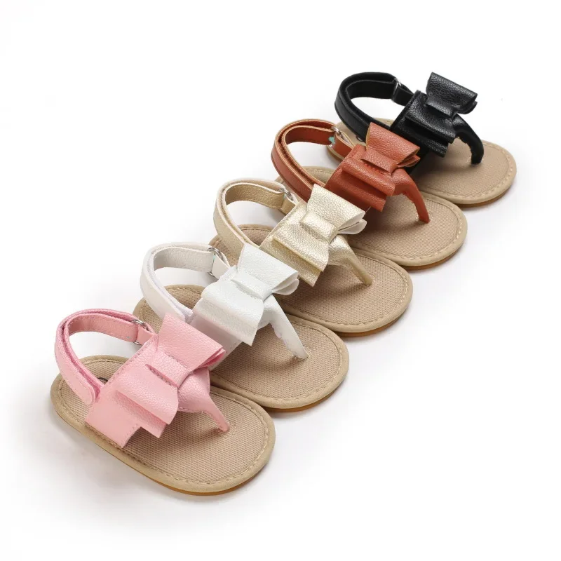 Infant Baby Girl Shoes Toddler Flats Sandals Premium Soft Rubber Sole Anti-Slip Summer Cute Bow-knot Crib First Walker Shoes