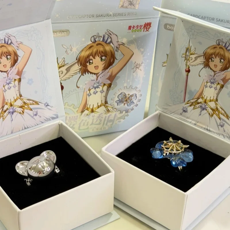 En stock: Anillo oficial de Sakura Cardcaptor de Maihe, serie Cute Sakura Time Ring, joyería para parejas, caja sorpresa, regalo coleccionable de anime.