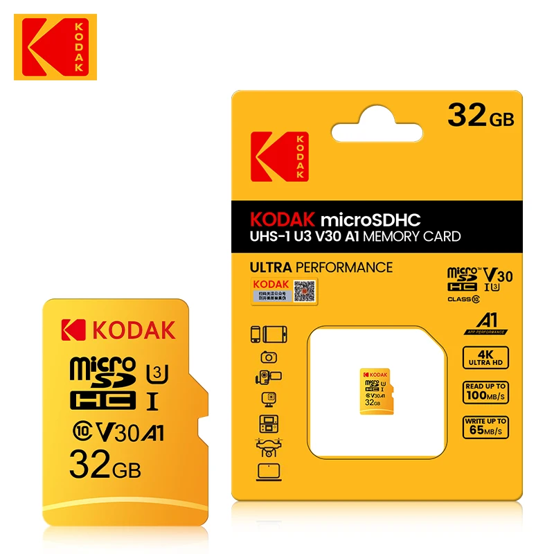 KODAK Memory Card C10 64GB SDXC / 32GB SDHC  U1 Micro SD UHS-I Class 10 TF Flash Microsd