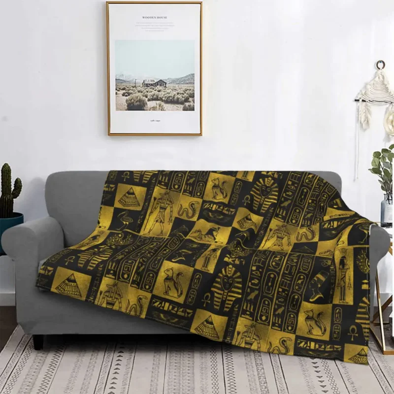 Egyptian Egypt Pharaoh Ethnic Ancient Flannel Awesome Throw Blanket for Sofa Bedding Lounge Rug Piece