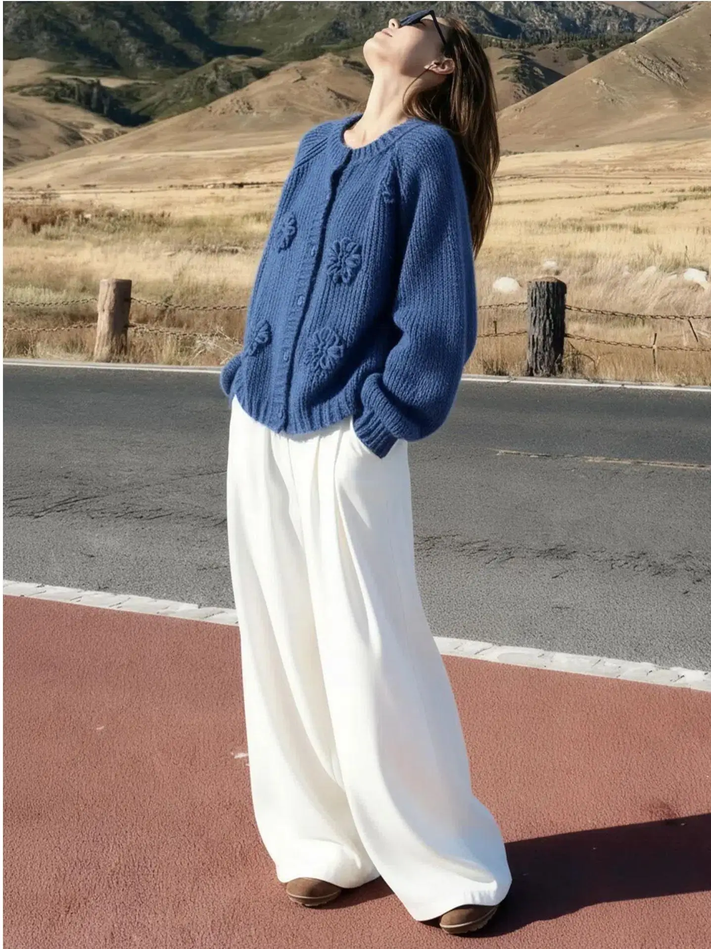 Top de malha azul fino ajuste camada base irt sli floral design 3d casual sle feminino faion outono recém chegados