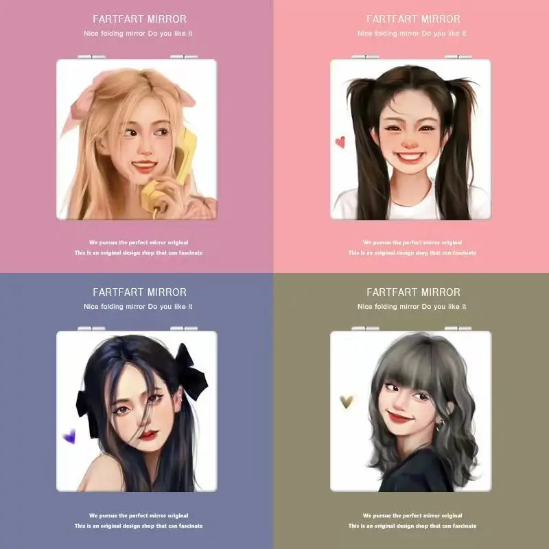 imagem-dos-desenhos-animados-mini-dobravel-portatil-dupla-face-flip-up-espelho-de-maquiagem-do-plutonio-normal-e-ampliacao-pente-succao-magnetica