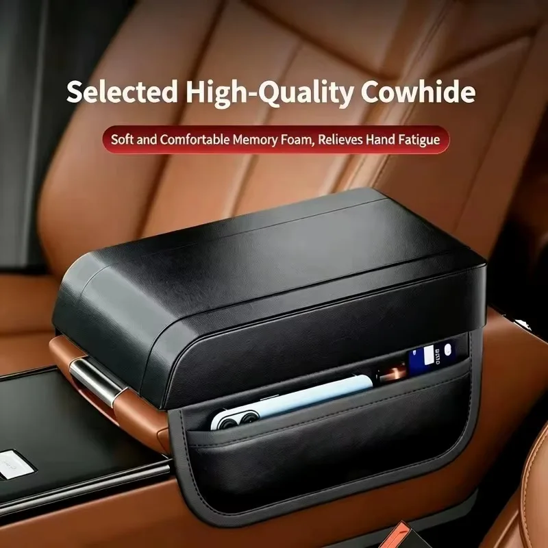 Car Armrest Box Booster Pad Auto Central Console Protection Cushion Thicken Hand Support Arm Rest Storage with Pocket Portable