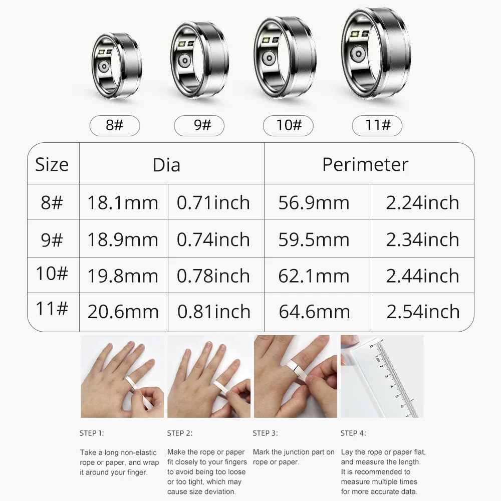 Anillo inteligente resistente al agua IP68, monitor de ritmo cardíaco, oxígeno en sangre, temperatura de la piel, Fitness, Digital, para HUAWEI y XIAOMI