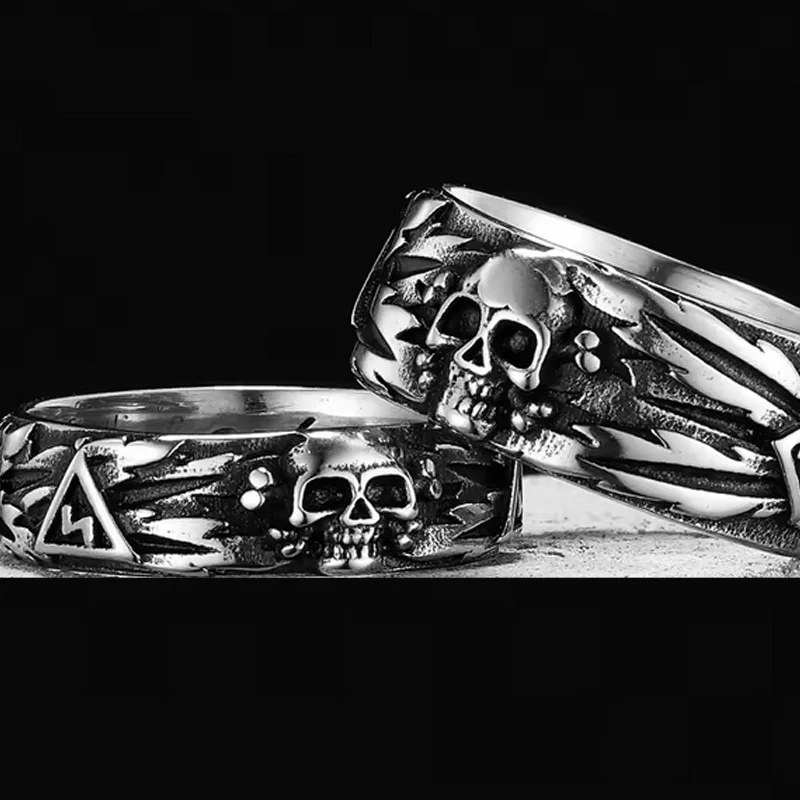 20er Jahre Vintage 1936 Gotischer Totenkopfring für Männer und Jungen aus Edelstahl Punk Skelett Fingerring Hip Hop Einzigartiger Schmuck Geschenk Großhandel