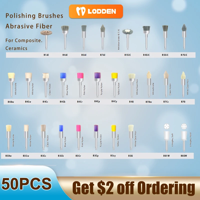 

50 шт. щетки для полировки зубов, абразивное волокно с карбидом ал.оксида и кремния, щетка для защиты от пятен и полировки