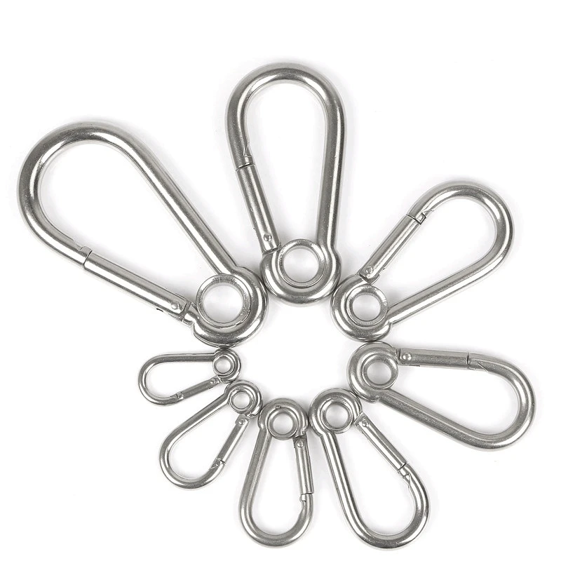 1pcs 304 Stainless Steel Carabiner Spring Snap Hook O-Ring Buckle Key Chain Accessory for Camping Hiking Backpack Outdoor Gear