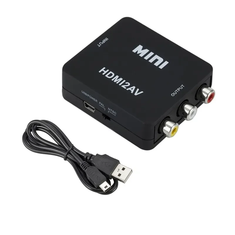 1080P HDMI-compatible to RCA Converter AV/CVSB L/R Video Box HD 1920*1080 HDMI2AV Support NTSC PAL Output HDMI To AV