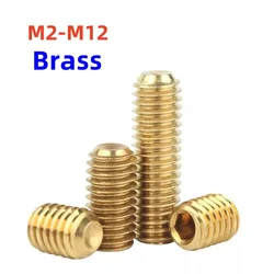 M2 M2.5 M3 M4 M5 M6 M8 M10 M12 Brass Hex Socket Set Screw Cup Point Grub Screw Bolts Headless Allen Head Grub Bolt