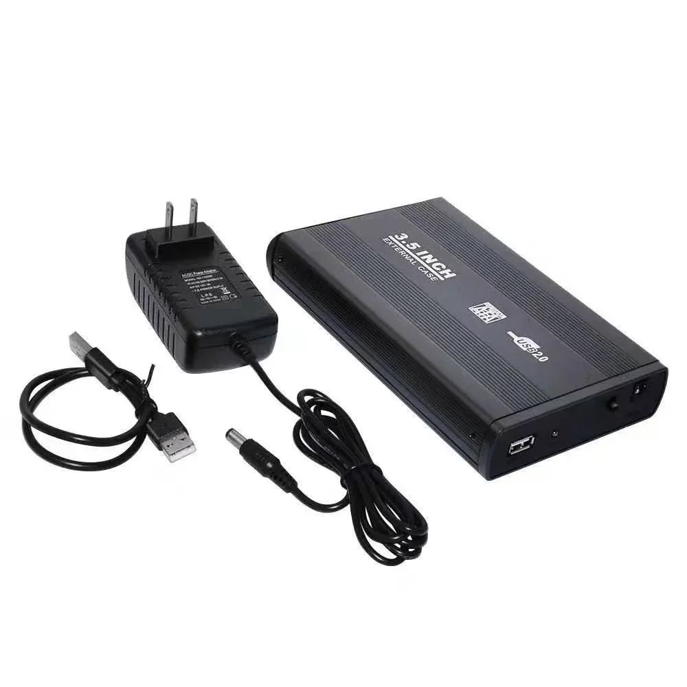 3.5 inch HDD Case USB 2.0 to SATA Port SSD Hard Drive Enclosure 480Mbps External Solid State Hard Disk Box