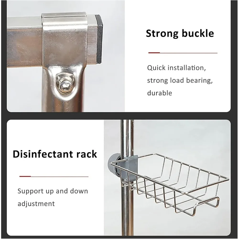 مكنسة وممسحة قائمة على الأرض لأدوات التنظيف ومنظم تخزين أدوات الحديقة