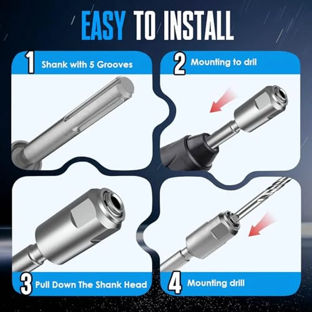 For Concrete Work Hammer Drill Adapter Portable Toolbox Size 40Cr Steel Sandblasted Finish Anti-rust Adapter For SDS MAX Drill