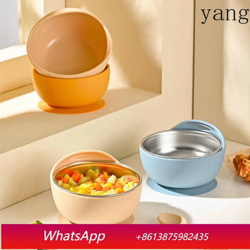 

LMM Morandi color silicone snail bowl for eating, anti-drop training bowl with suction cup