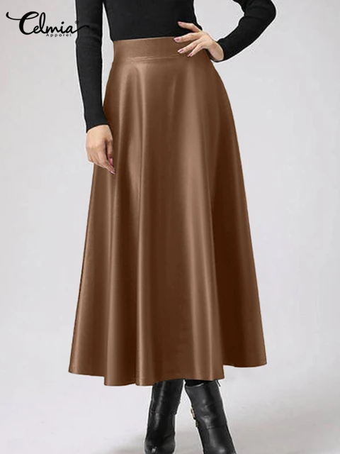 Calf length leather skirt shop