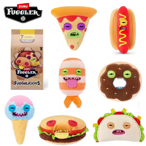 Fuggler Plush Blind Box Food Fuggalicious Delicacy Hamburger Pizza Plush Kawaii Mystery Box Funny Birthday Gift
