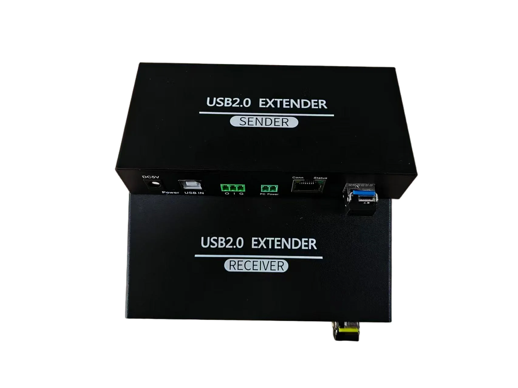 Dual Mode USB 2.0 Extender Kit 20KM FC Fiber & 100M RJ45 Ethernet 4 USB Ports Extension Compatible with Security IP Camera