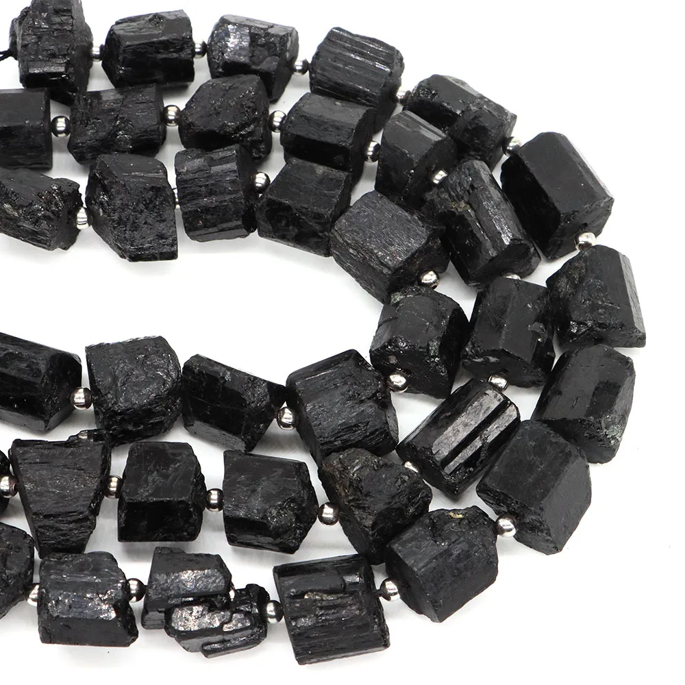20-25mm Irregular Natural Reiki Black Tourmaline Stone Nugget With Hole Raw Ore Gemstone For DIY Jewelry Making 16