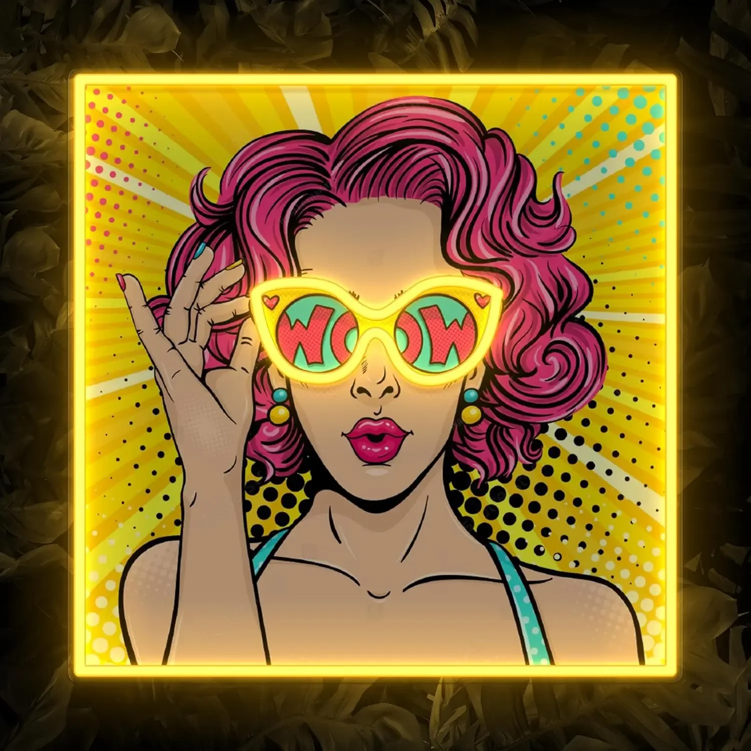 

Неоновая вывеска Moji Wow: Регулируемая розовая девушка с волосами, ретро-поп-арт, неоновая подсветка для макияжной комнаты, салона, декора спальни, эстетичный настенный декор, подарок