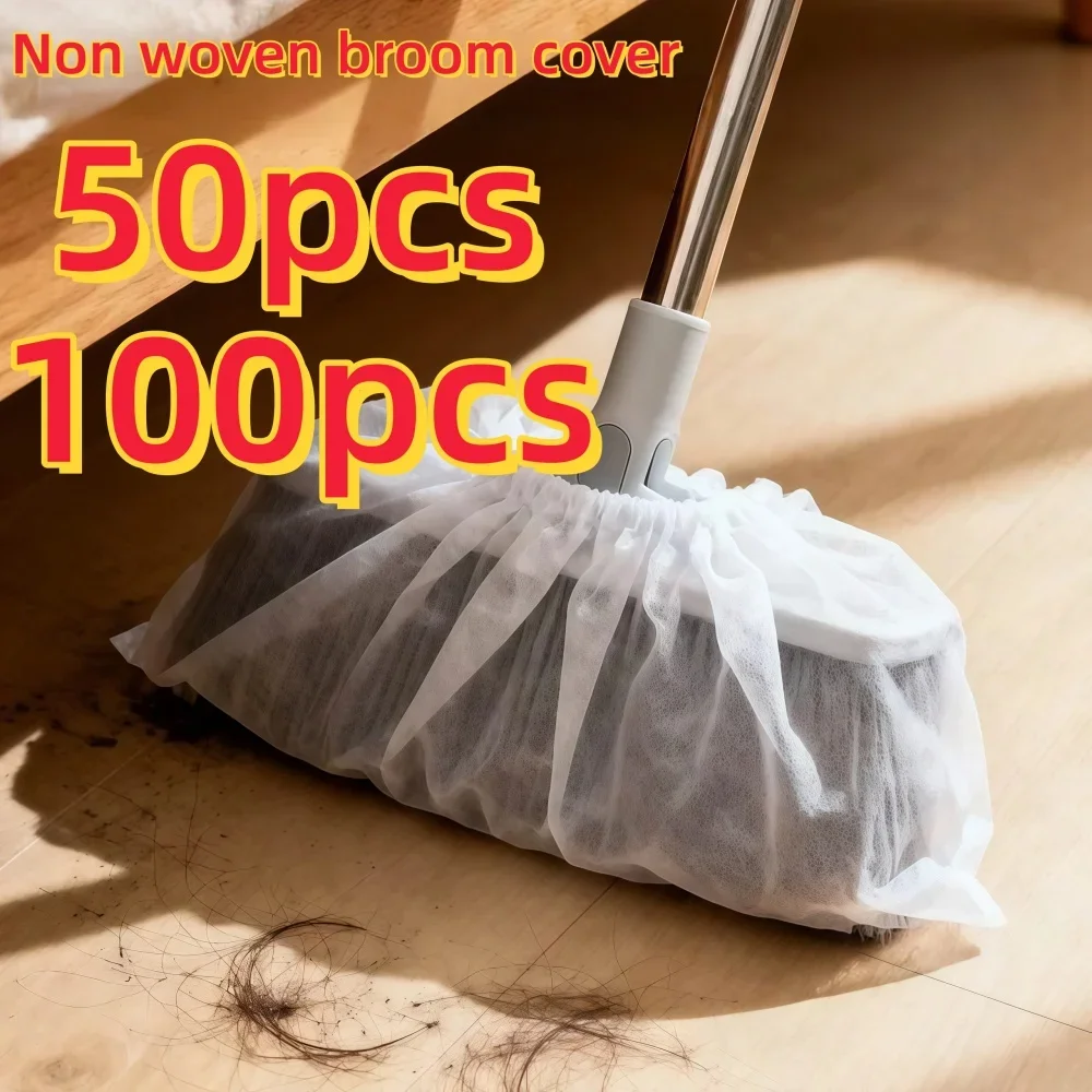 50/100Pcs Disposable Broom Cover Dust Removal Cover Non-Woven Fabric for Sweeping, Cleaning, Wiping The Floor