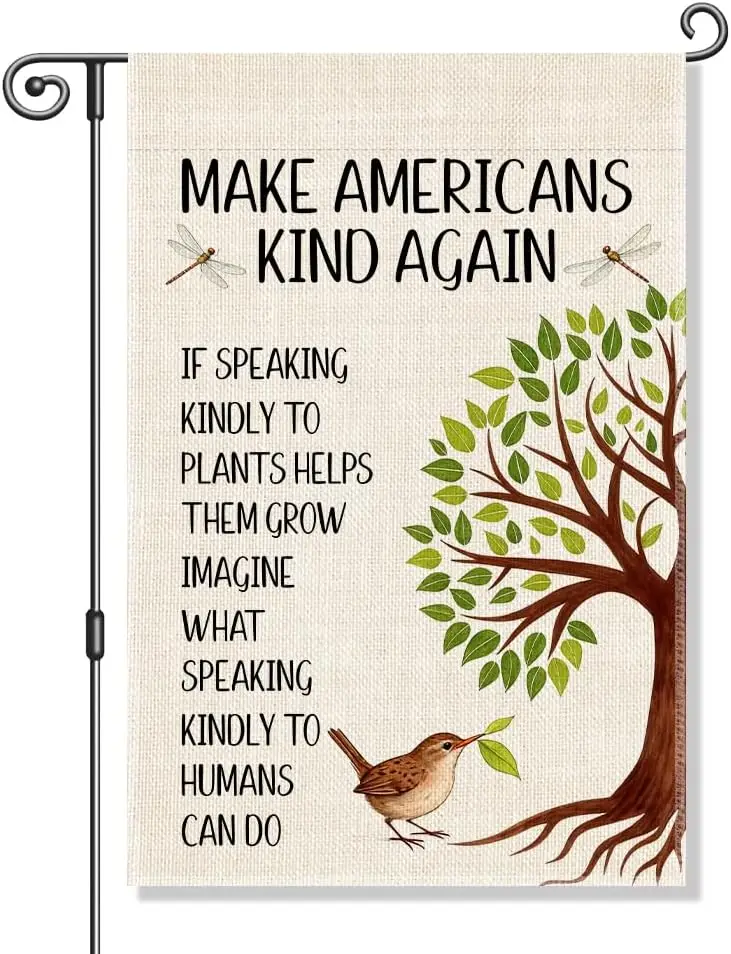 Make Americans Kind Again Funny Garden Flag, Political Kindness Be Kind Social Justice Human Rights Yard Banner, Progressive MMZ