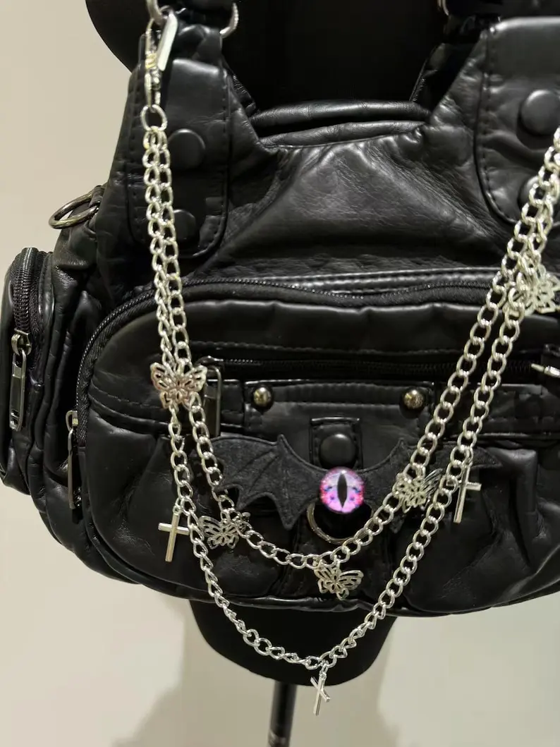 Trendy Black Women's Shoulder Bag with Cute Butterfly Chain Big Capacity Fashion Handbag Crossbody Trend for Ladies