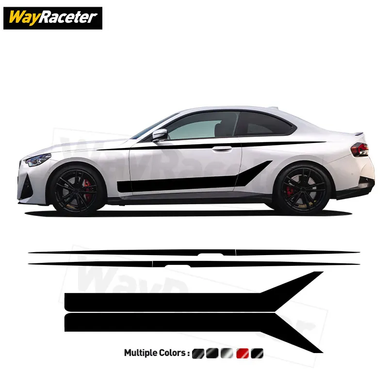 4 Pcs Side Stripes Sticker Waist Line Body Kit Carbon Fiber Vinyl For BMW G42 M240i M Performance 2 Series Coupe 2023 2024 2025