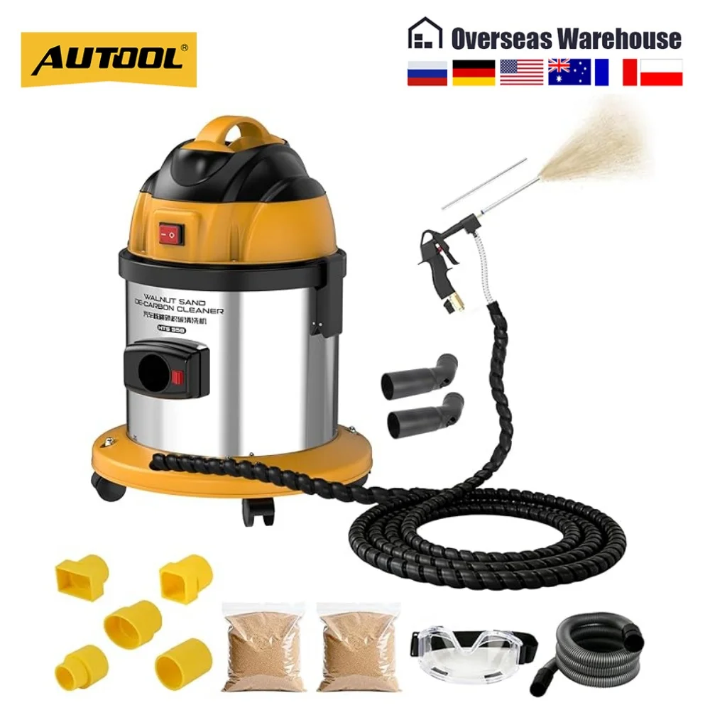 AUTOOL HTS558 Walnut Blaster Kit Blaster Machine for Carbon Cleaning Engine Intake Valve Cleaning Kit Automotive Engine Carbon Remover with 2kg Walnut Sand 110 V