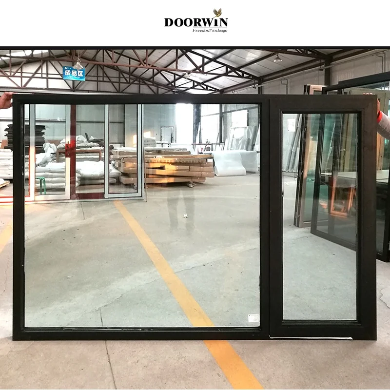 Ventanas modernas para el hogar, ventanas de madera de aluminio, abatible hacia afuera, doble acristalado, buen rendimiento de estanqueidad de aire