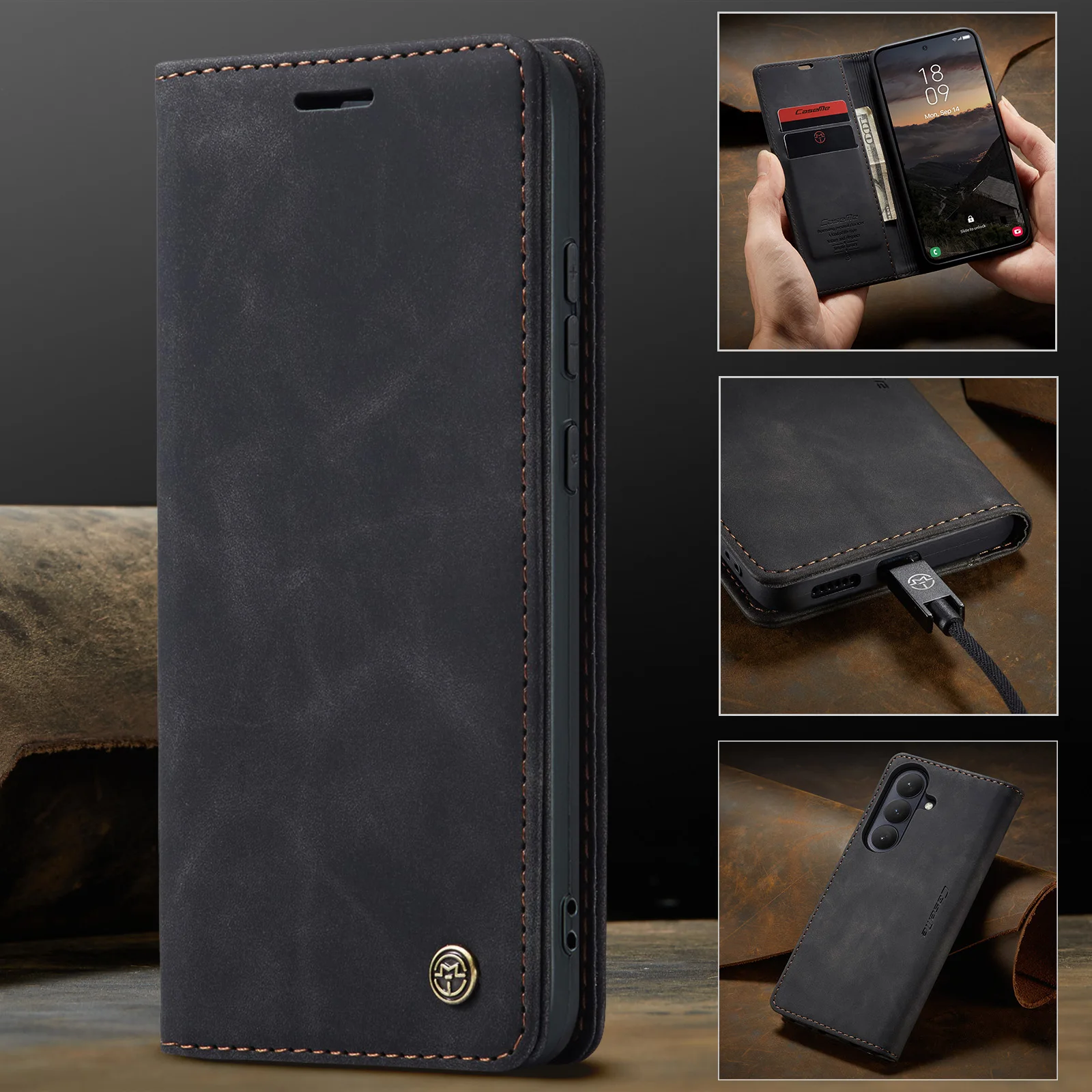 

CaseMe-013 Flip Case For Samsung Galaxy S26 S26Plus S26Ultra, Wallet PU Leather Case Stand Cover Card Pocket, Pouch, Money Bag